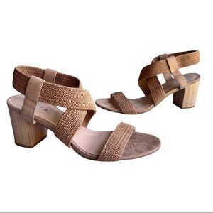 SODA Women’s Criss Cross Blocked Heeled Sandal Shoes Tan Brown Size 11